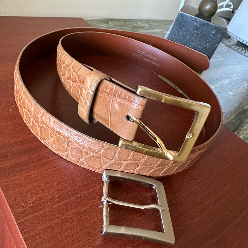 New W. Kleinberg GenuineMatte Alligator Belt.Timeless texture s40.USA.Retail$545